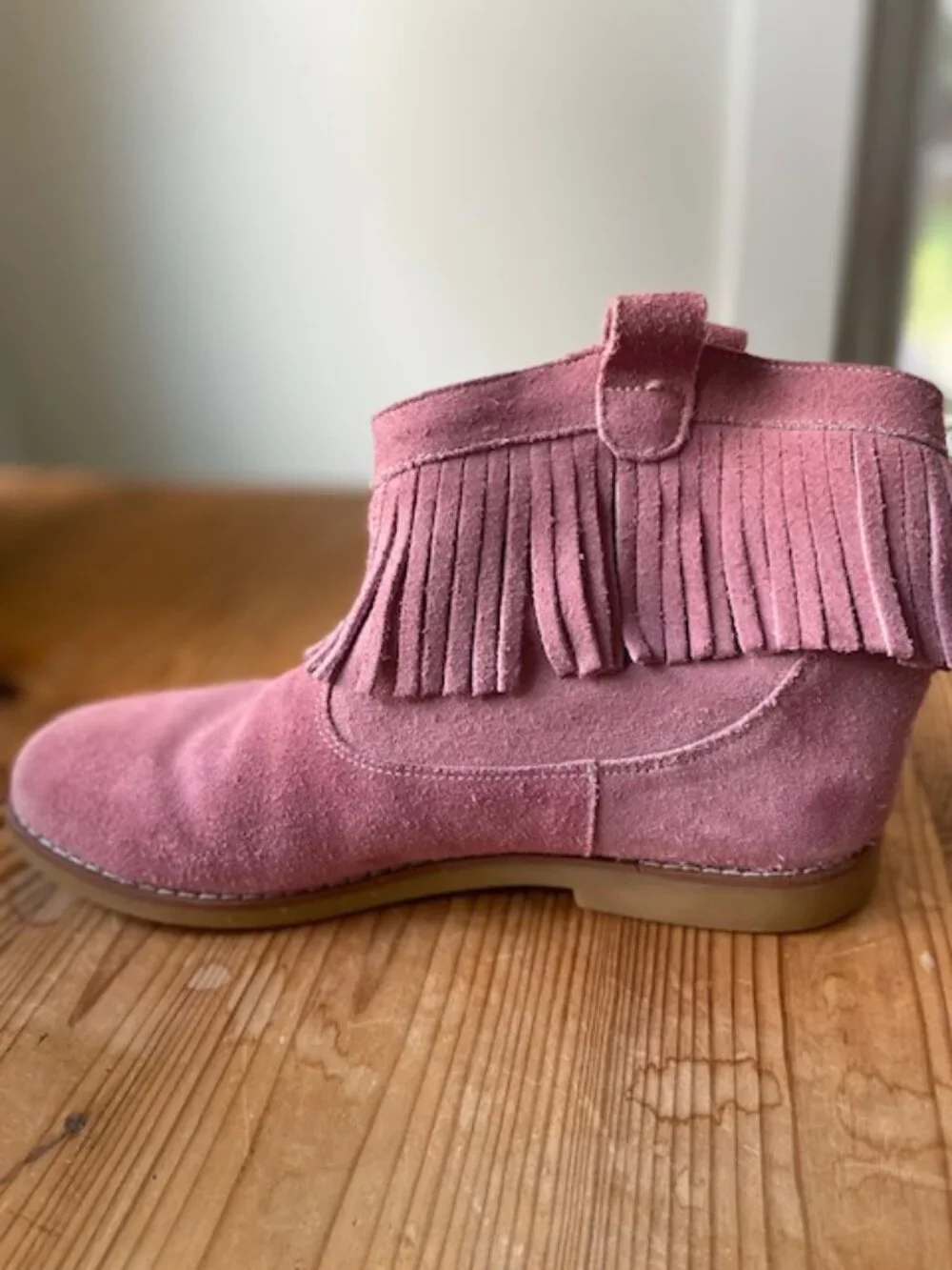 Elephantito Pink Suede Fringe Boots Girls 6